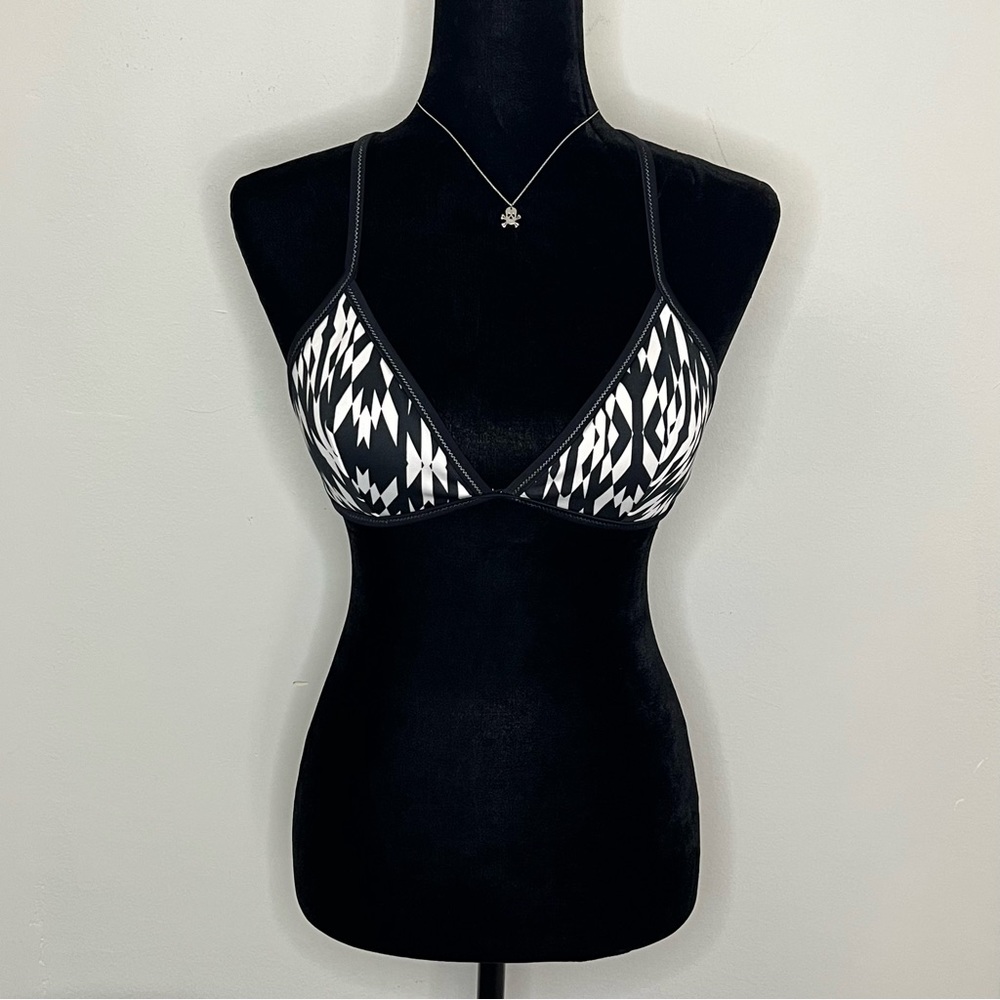 Victoria’s Secret Black White Geometric Strappy Bikini Top Large